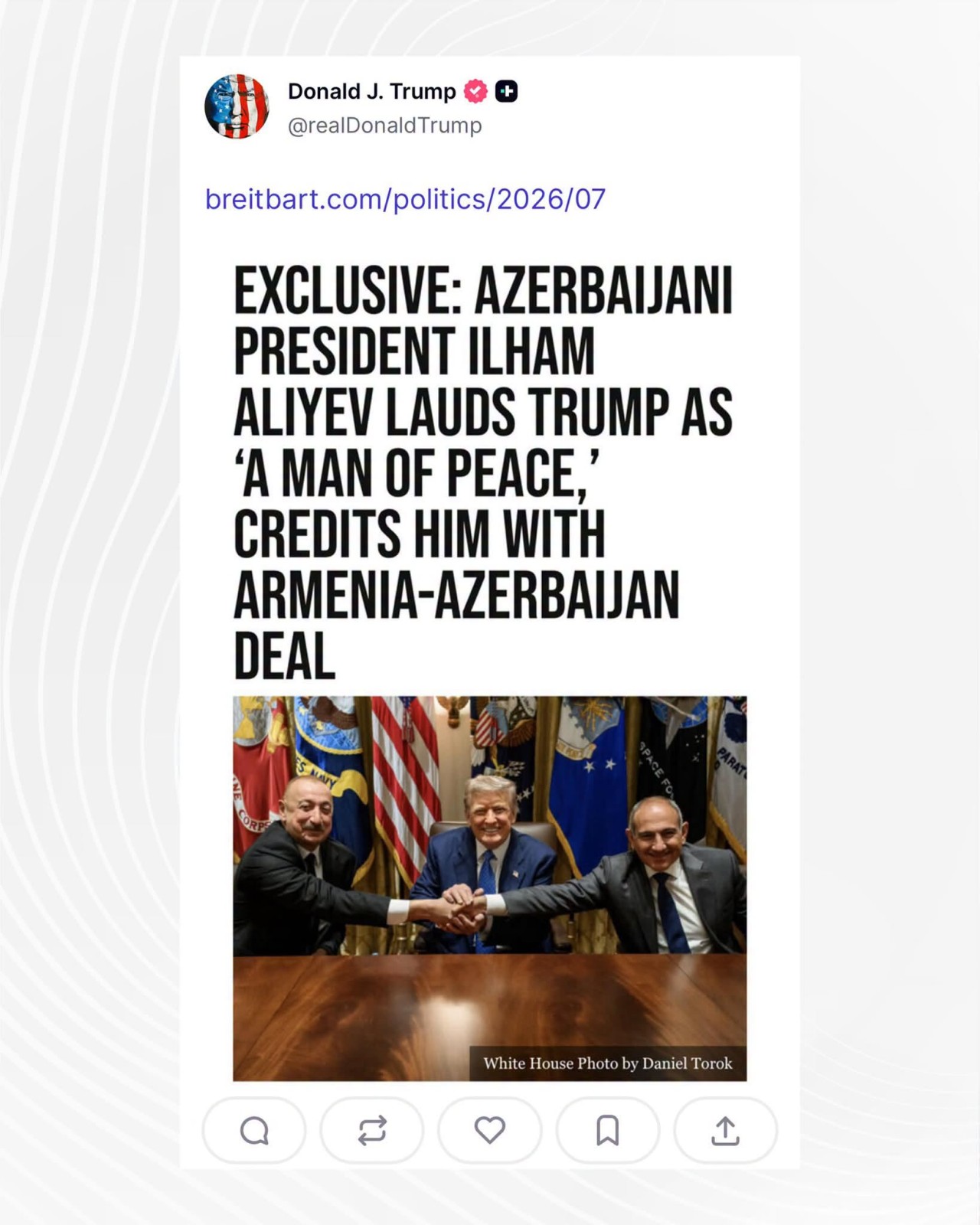 İlham Əliyev Trampa təşəkkür etdi - FOTO