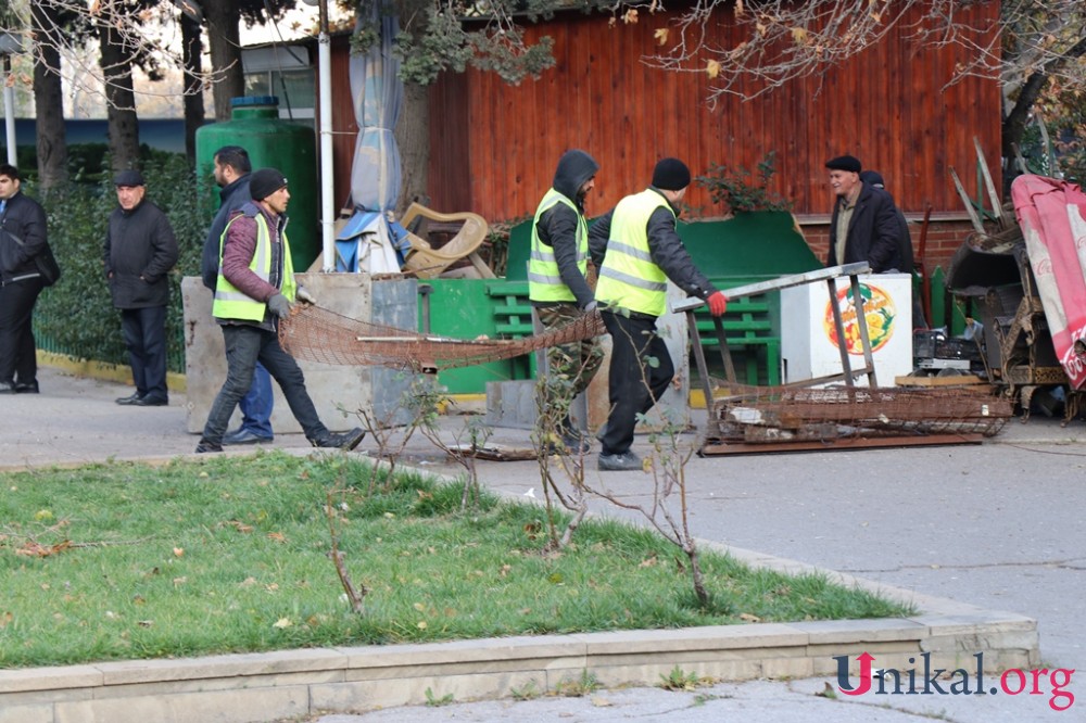 "Atatürk" parkında yenidənqurma işlərinə başlanıldı - FOTOLAR