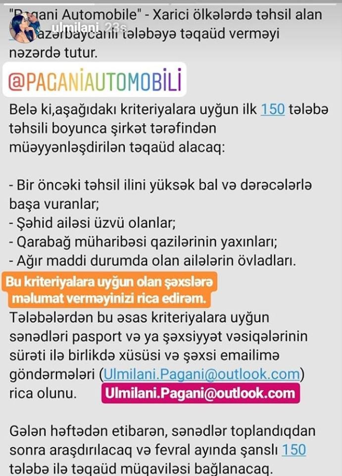 Bu xanım 150 azərbaycanlı tələbəyə təqaüd verəcək 