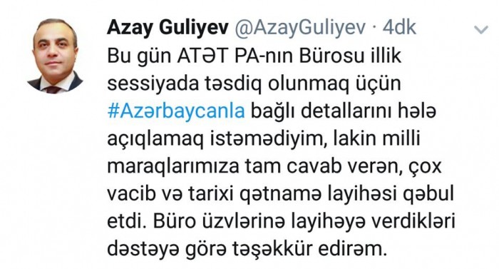 Azərbaycanla bağlı mühüm qətnamə qəbul edildi - Azay Quliyev