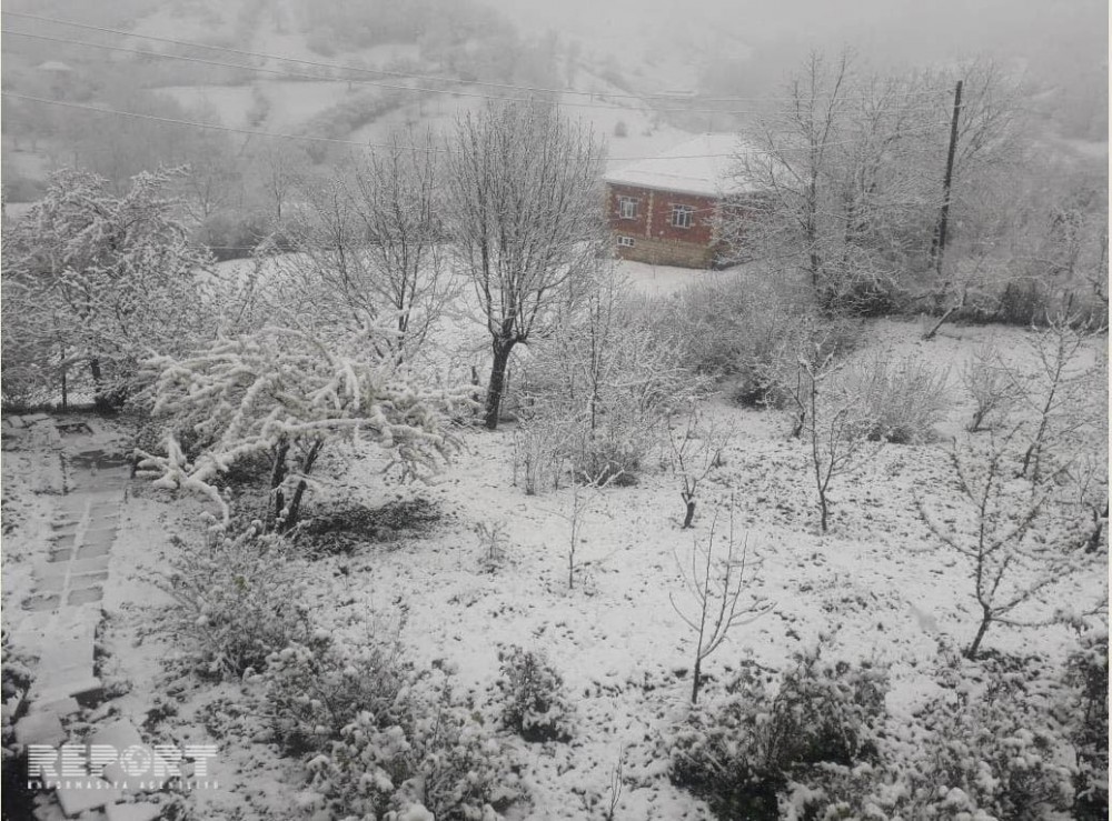 Qubaya qar yağdı - FOTO