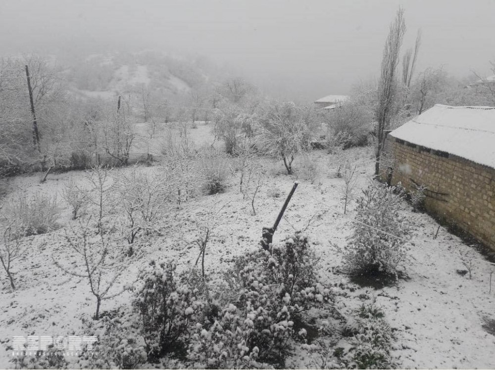 Qubaya qar yağdı - FOTO