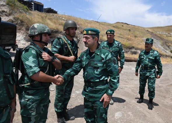 General sərhədçilərlə nahar etdi - Yeni hərbi hissədə (FOTO)