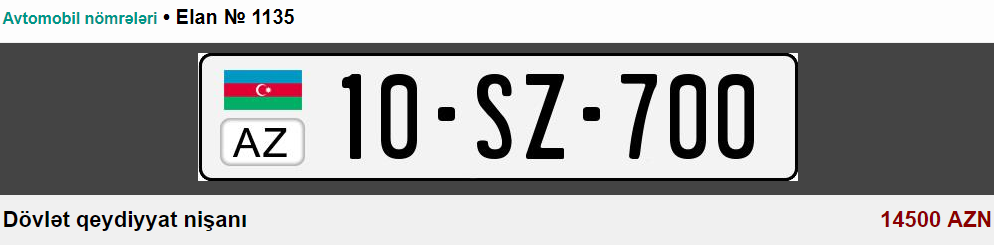 Bakıda ev qiymətinə avtomobil nömrəsi satılır - SİYAHI