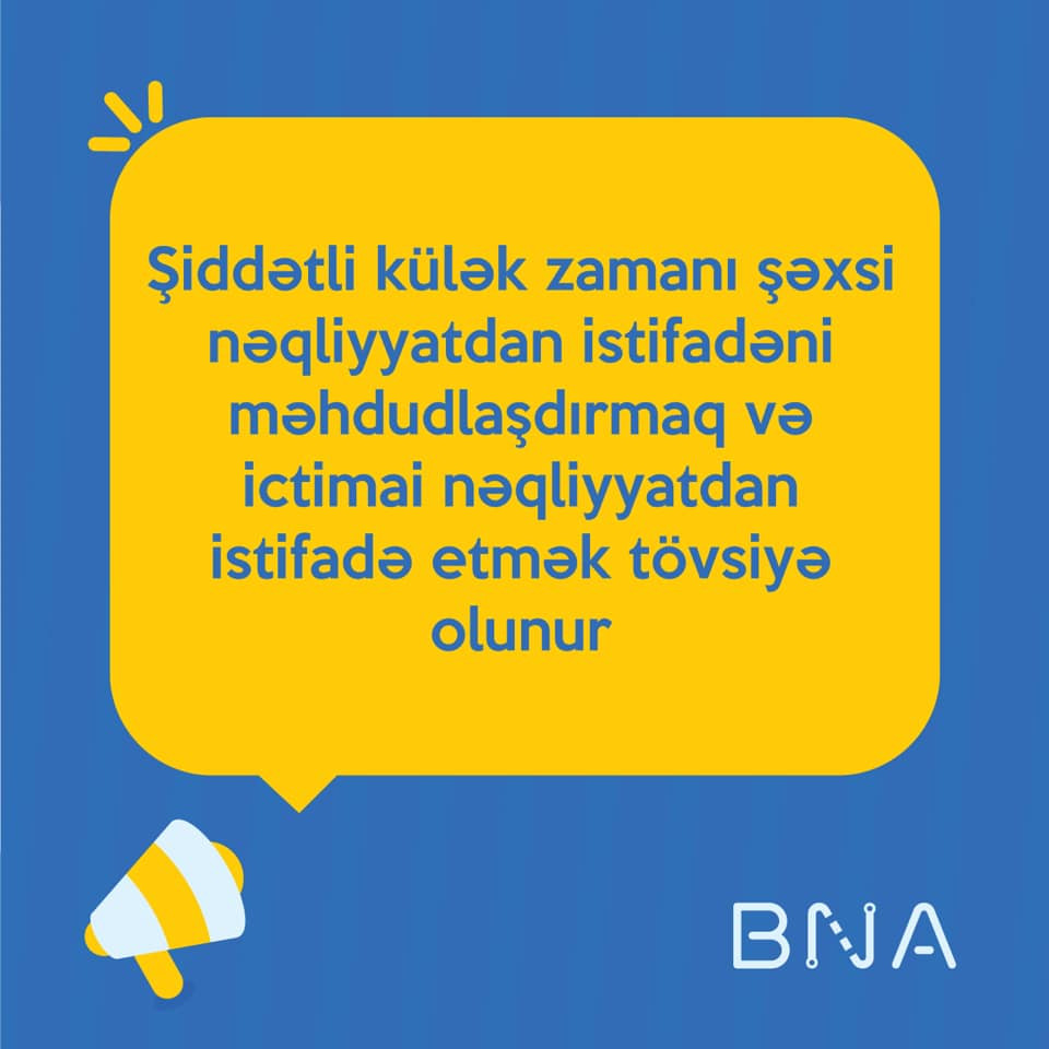 BNA-dan küləkli hava ilə bağlı XƏBƏRDARLIQ!