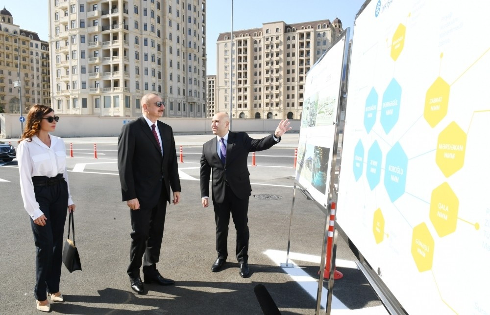 Prezident və xanımı “Koroğlu” Nəqliyyat Mübadilə Mərkəzinin açılışında - FOTO