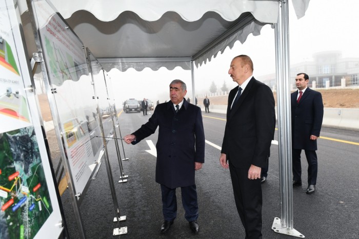 Prezident Şamaxıda yol açılışında iştirak edib - FOTOLAR