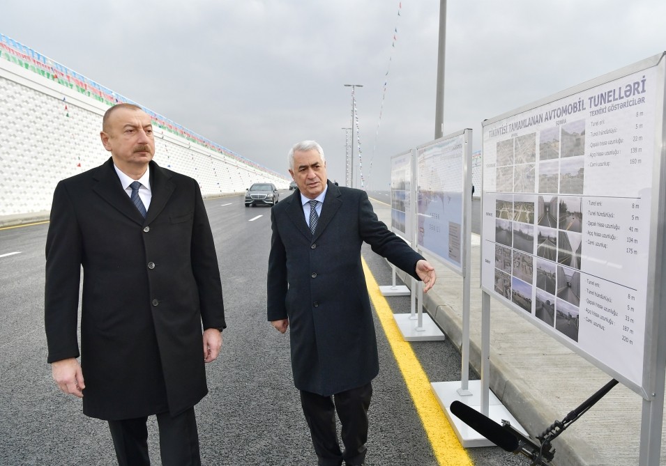 İlham Əliyev Pirşağıda avtomobil tunelinin açılışında - FOTOLAR