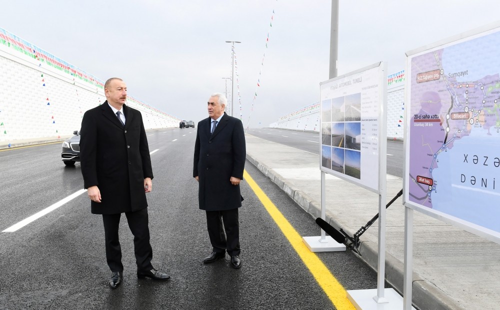 İlham Əliyev Pirşağıda avtomobil tunelinin açılışında - FOTOLAR