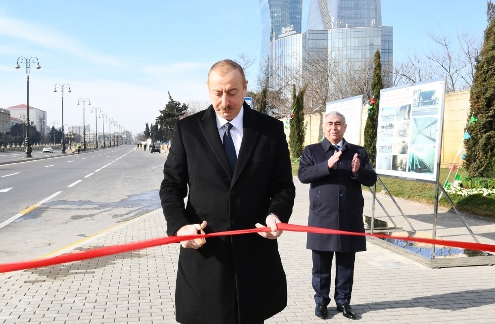 İlham Əliyev yeraltı piyada keçidinin açılışında - FOTOLAR-YENİLƏNİB