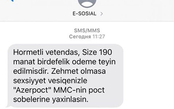 Bu SMS-dən sonra 190 manatı ala bilərsiniz - FOTO