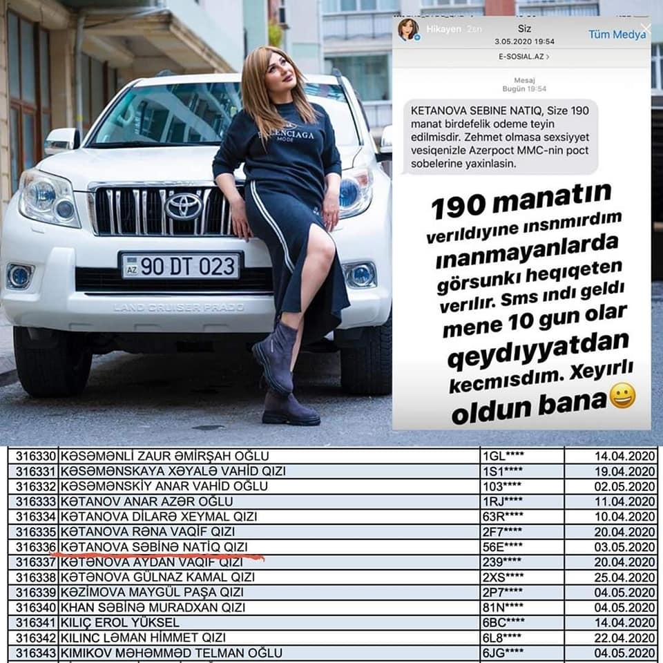 Səbinə Kətanova 190 manat aldığını paylaşdı - Nazirlik onu qınadı