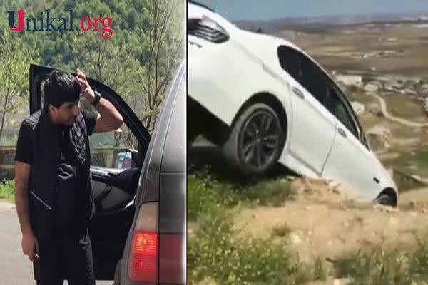 Polis “BMW”ni dərədən aşıran "Kürd Elnur"un AXTARIŞINA BAŞLADI - RƏSMİ (VİDEO)