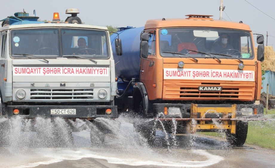 Sumqayıtda dezinfeksiya işləri davam edir - FOTOLAR