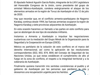 Meksika Deputatlar Palatasının üzvü Ermənistanın təxribatını pislədi 