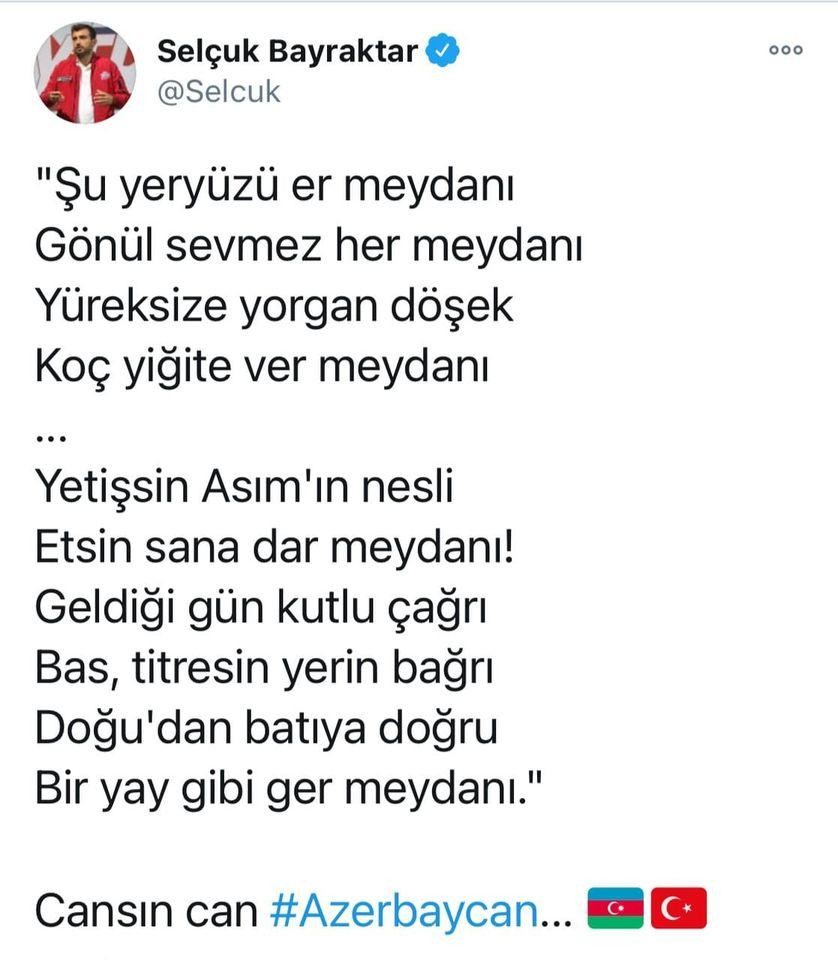 “Bayraktar” PUA-sının yaradıcısından Azərbaycana dəstək 