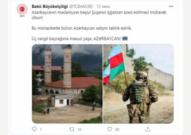 “Üç rəngli bayrağınla məsud yaşa, Azərbaycan!” - Türkiyə səfirliyi