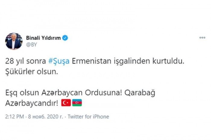 "Eşq olsun, Azərbaycan Ordusuna!” - Binəli Yıldırım