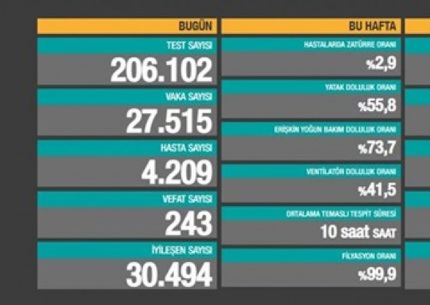Türkiyədə 243 nəfər koronavirusdan ölüb 