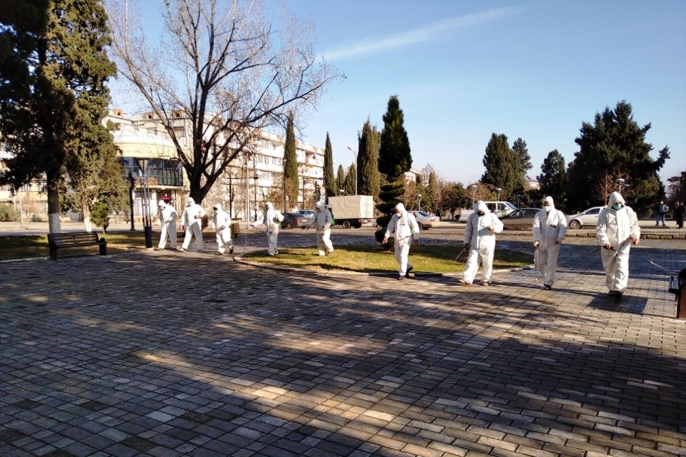 Gəncədə koronavirusa qarşı mübarizə tədbirləri davam edir - FOTOLAR