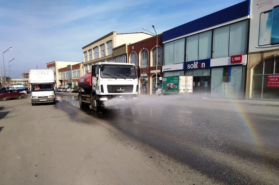 Gəncədə koronavirusa qarşı mübarizə tədbirləri davam edir - FOTOLAR