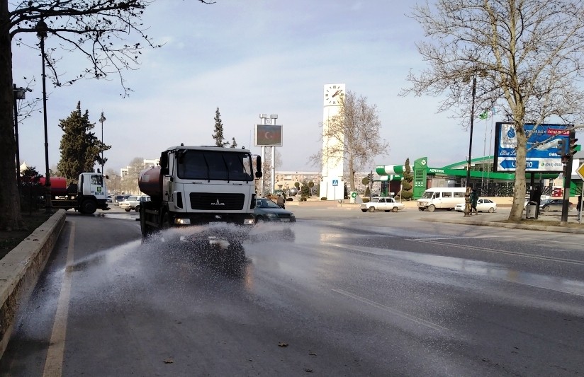 Gəncədə koronavirusa qarşı mübarizə tədbirləri davam edir - FOTOLAR