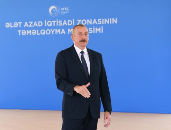 İlham Əliyev Ələt Azad İqtisadi Zonasının təməlini qoydu - FOTOLAR