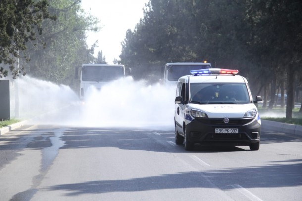 Gəncədə genişmiqyaslı dezinfeksiya işləri aparıldı - FOTOLAR