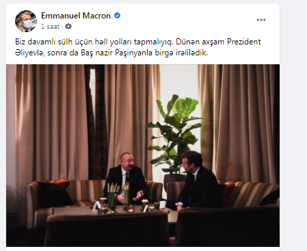 Makron Azərbaycan dilində paylaşım etdi