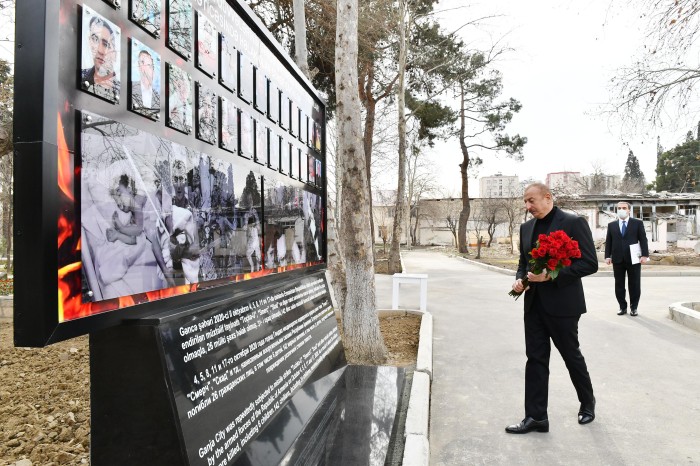 Dövlət başçısı Gəncə Memorial Kompleksinin təməlini qoydu - FOTO