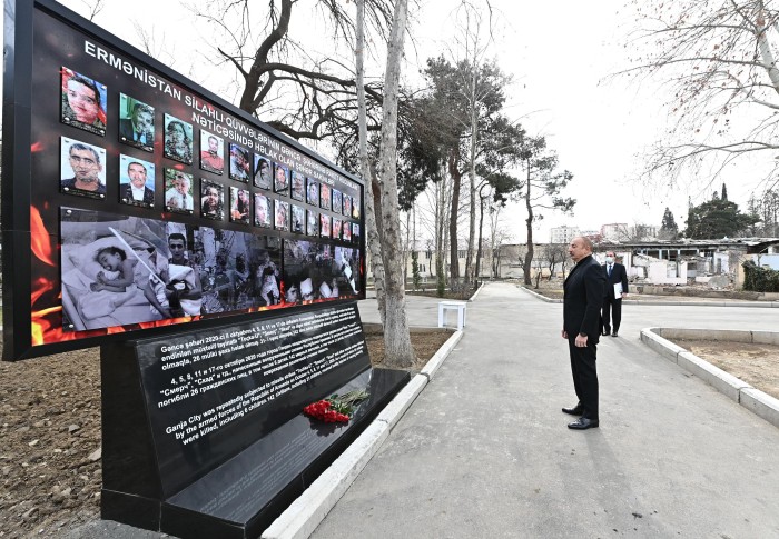 Dövlət başçısı Gəncə Memorial Kompleksinin təməlini qoydu - FOTO