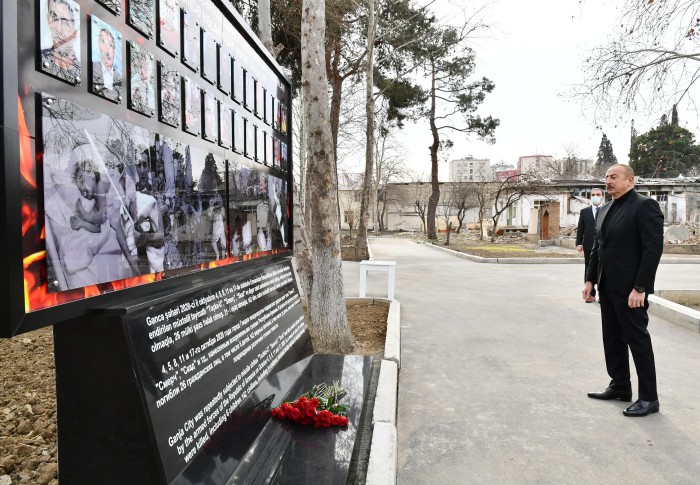 Dövlət başçısı Gəncə Memorial Kompleksinin təməlini qoydu - FOTO