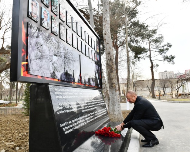 Dövlət başçısı Gəncə Memorial Kompleksinin təməlini qoydu - FOTO