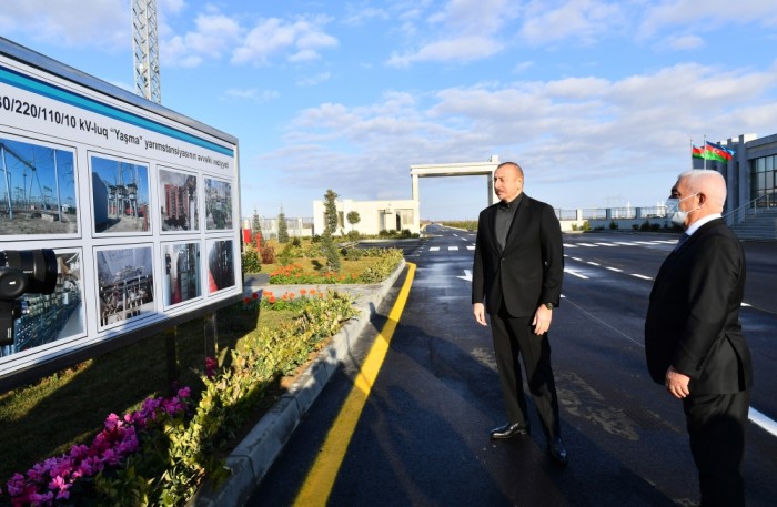 İlham Əliyev “Yaşma” qovşaq yarımstansiyasının açılışında - FOTOLAR