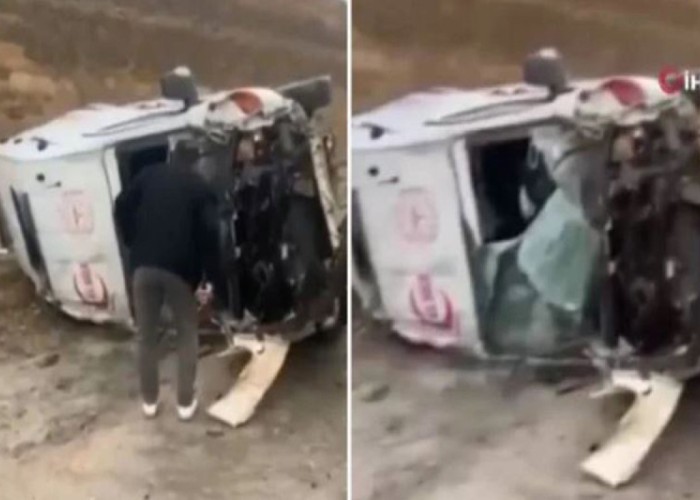 Türkiyədə təcli yardım avtomobili qəzaya düşdü - 5 nəfər yaralandı