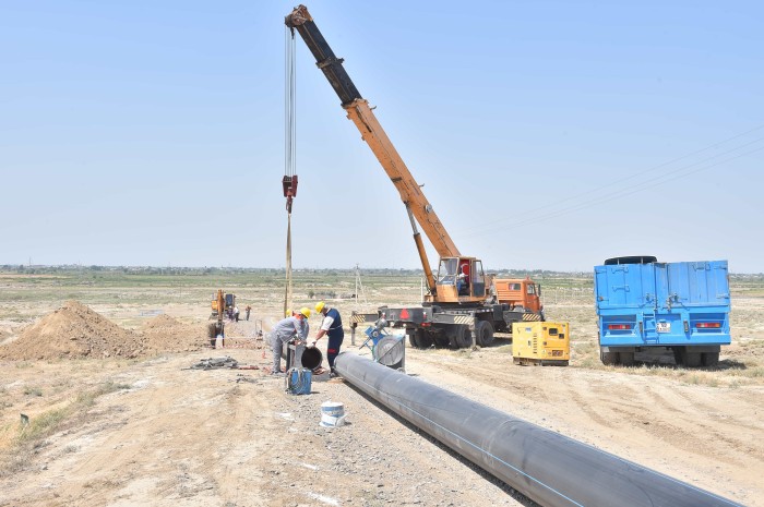 Neftçalada yeni içməli su şəbəkəsi yaradılır - FOTOLAR