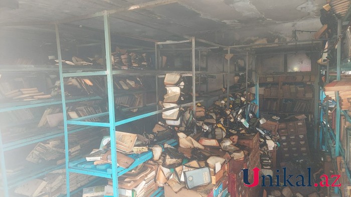 Azərbaycanda universitet kitabxanasındakı yanğın söndürüldü - FOTO (YENİLƏNİB)