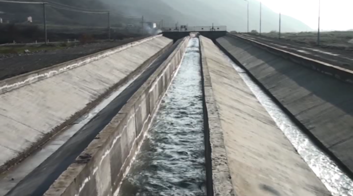 Ağsu çayda baş su qəbuledici qurğu tikilib - FOTOLAR