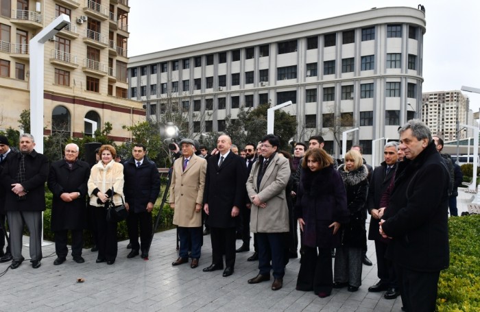 İlham Əliyev bəstəkar Tofiq Quliyevin abidəsinin açılışında iştirak etdi - FOTOLAR