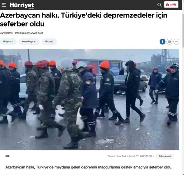 Azərbaycan xalqı zəlzələdən zərərçəkənlər üçün səfərbər oldu - Türkiyə mətbuatı (FOTO)
