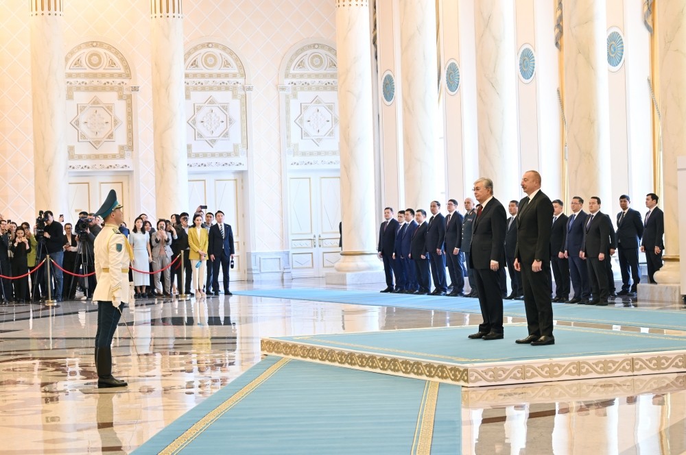 İlham Əliyevin Astanada rəsmi qarşılanma mərasimi - VİDEO+FOTOLAR