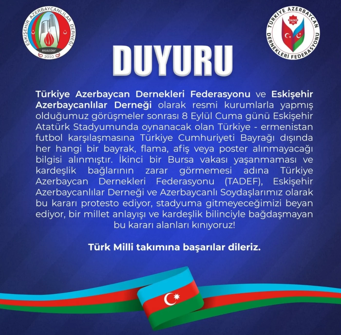 Türkiyə Ermənistanla oyunda Azərbaycan bayrağını qadağan etdi (FOTO)