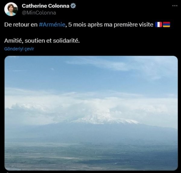 Fransalı nazirdən qalmaqallı "Ararat dağı" yazısı! Türkiyəni hədəfə aldı - FOTO
