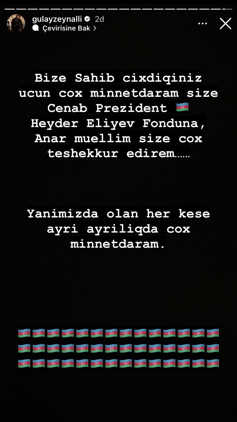 "Bizə sahib çıxdığınız üçün minnətdarıq" - Gülay Kamildən yazdı (YENİLƏNİB)