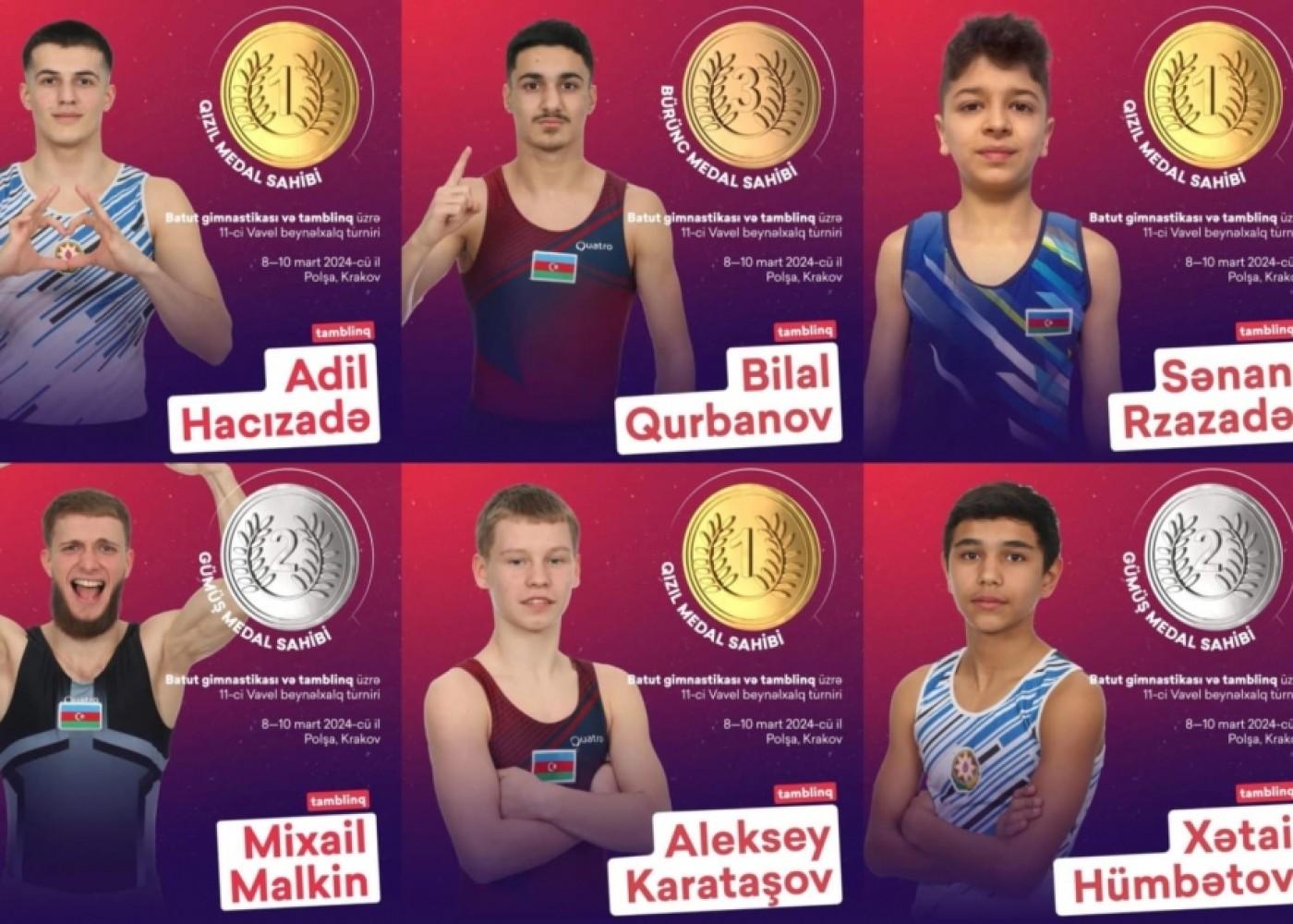 Azərbaycan gimnastları Polşada altı medal qazanıblar