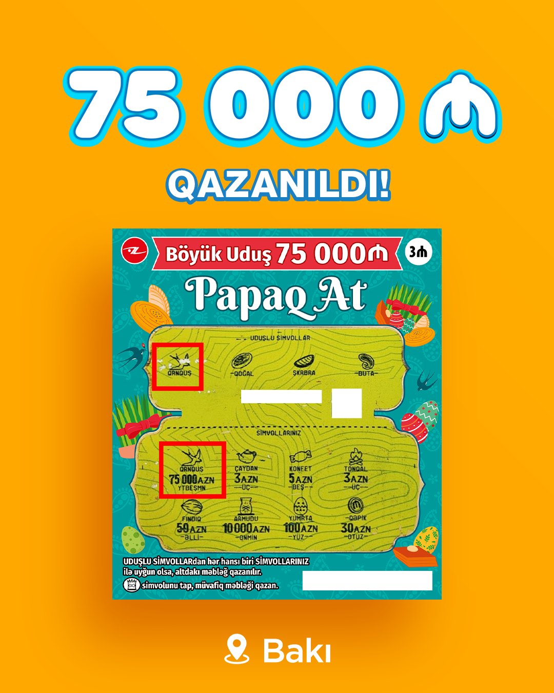 “Azərlotereya”ya papaq atdı, 75 000 AZN qazandı