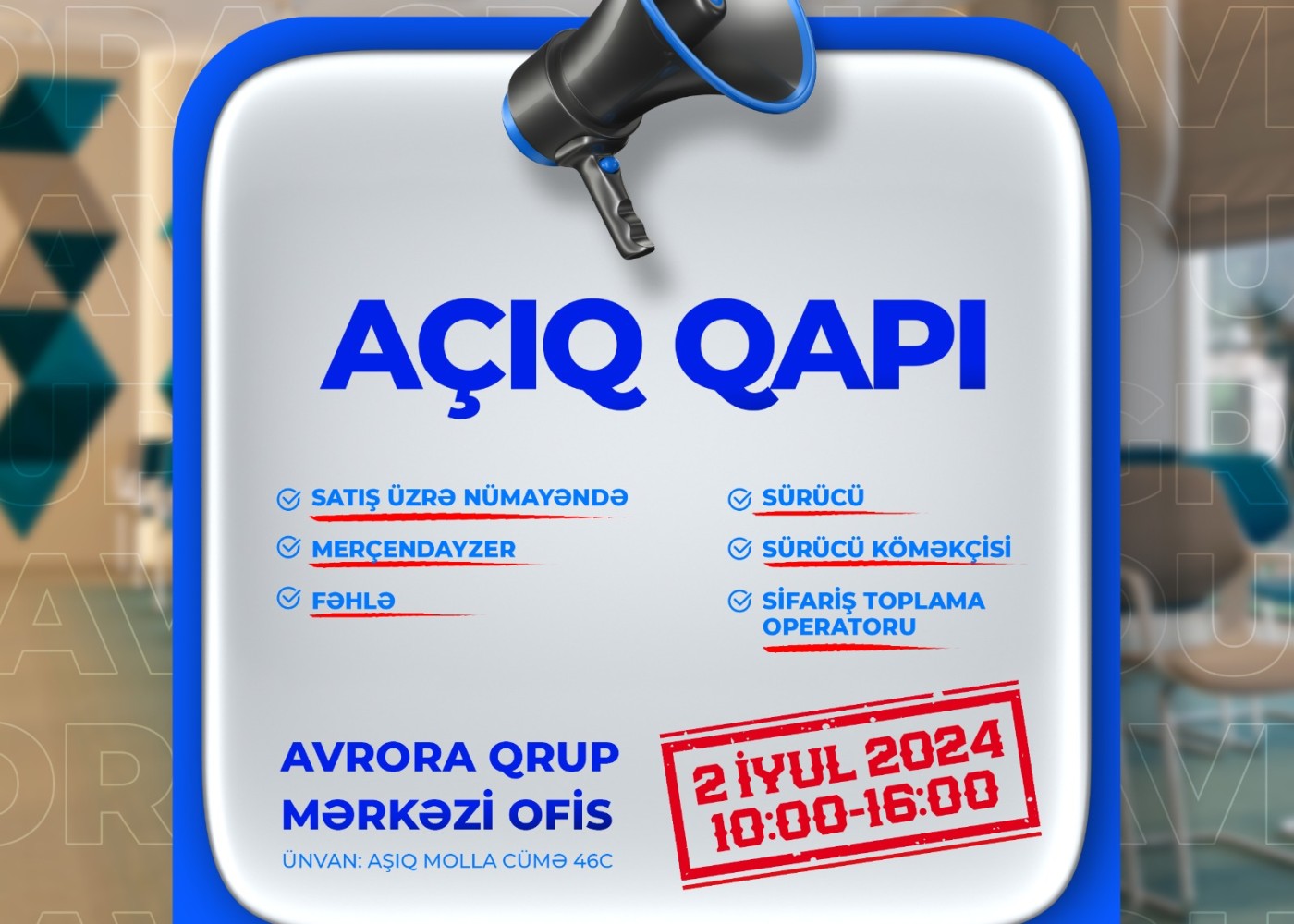 Avrora Qrup "Açıq qapı" günü elanETDİ