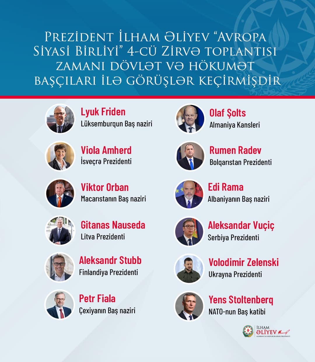 İlham Əliyev 12 ölkə və təşkilat lideri ilə görüşüb - FOTO