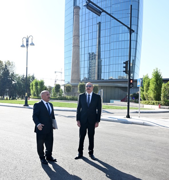 Prezident yeni avtomobil yolunun açılışında - FOTOLAR (YENİLƏNİB)