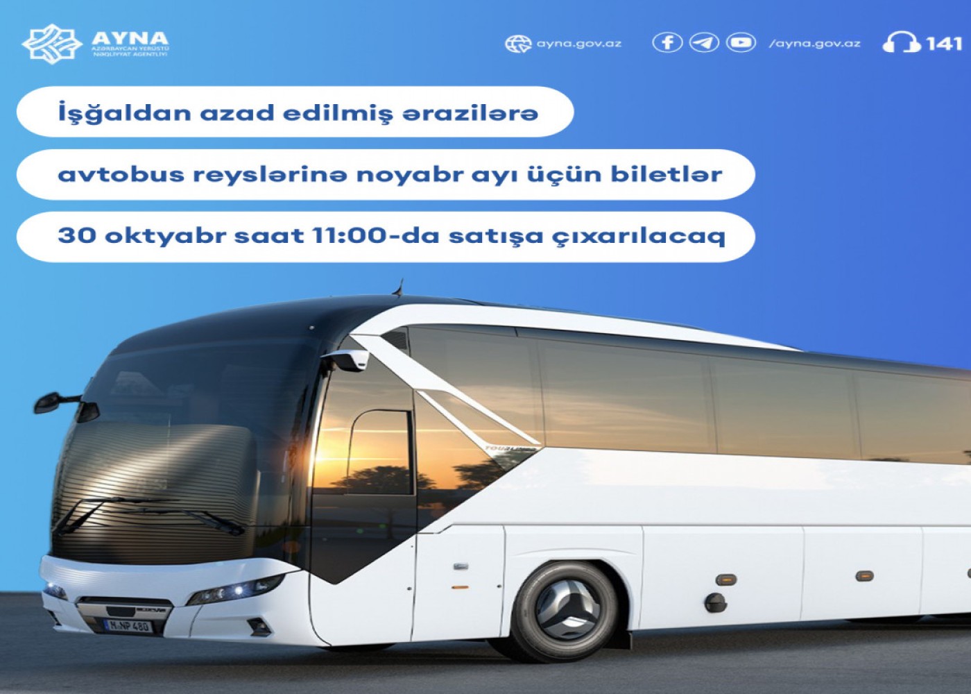 Qarabağa noyabr ayı üçün avtobus biletləri satışaçıxarılır